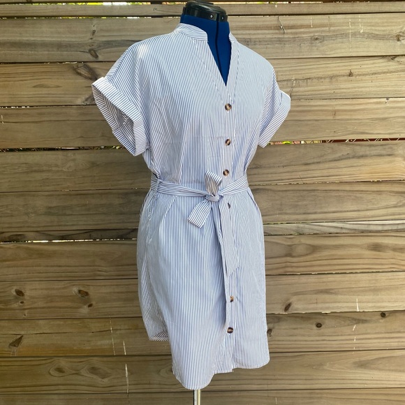Belted Striped Button-Front Dress NWT Size S - Picture 11 of 12